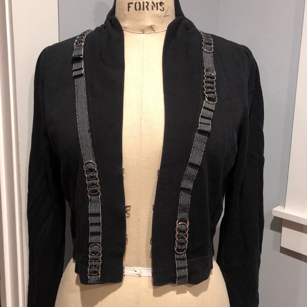 Nanette Lepore Cardigan Sweater With Trim Detail-M
